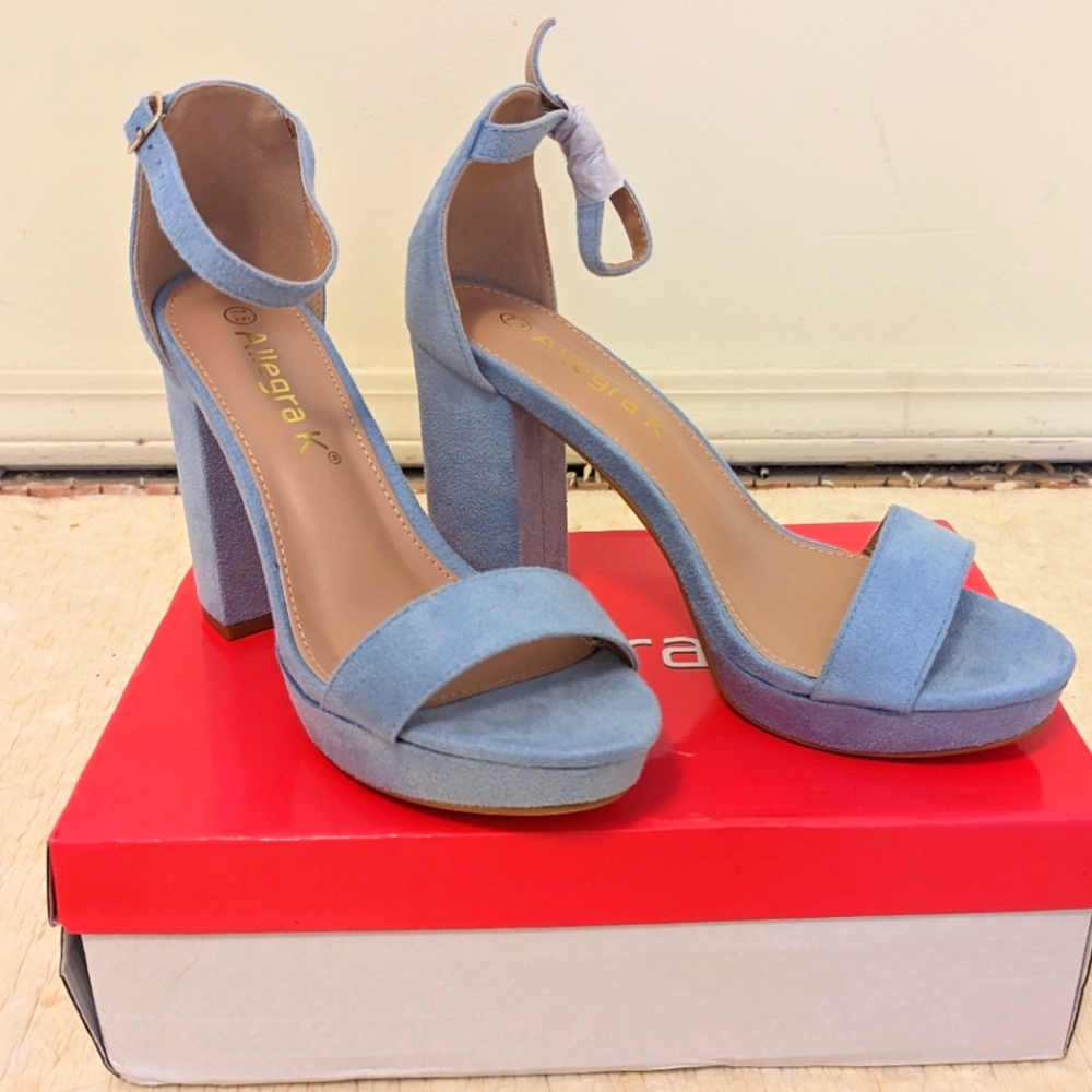 Allegra K platform light blue heels
